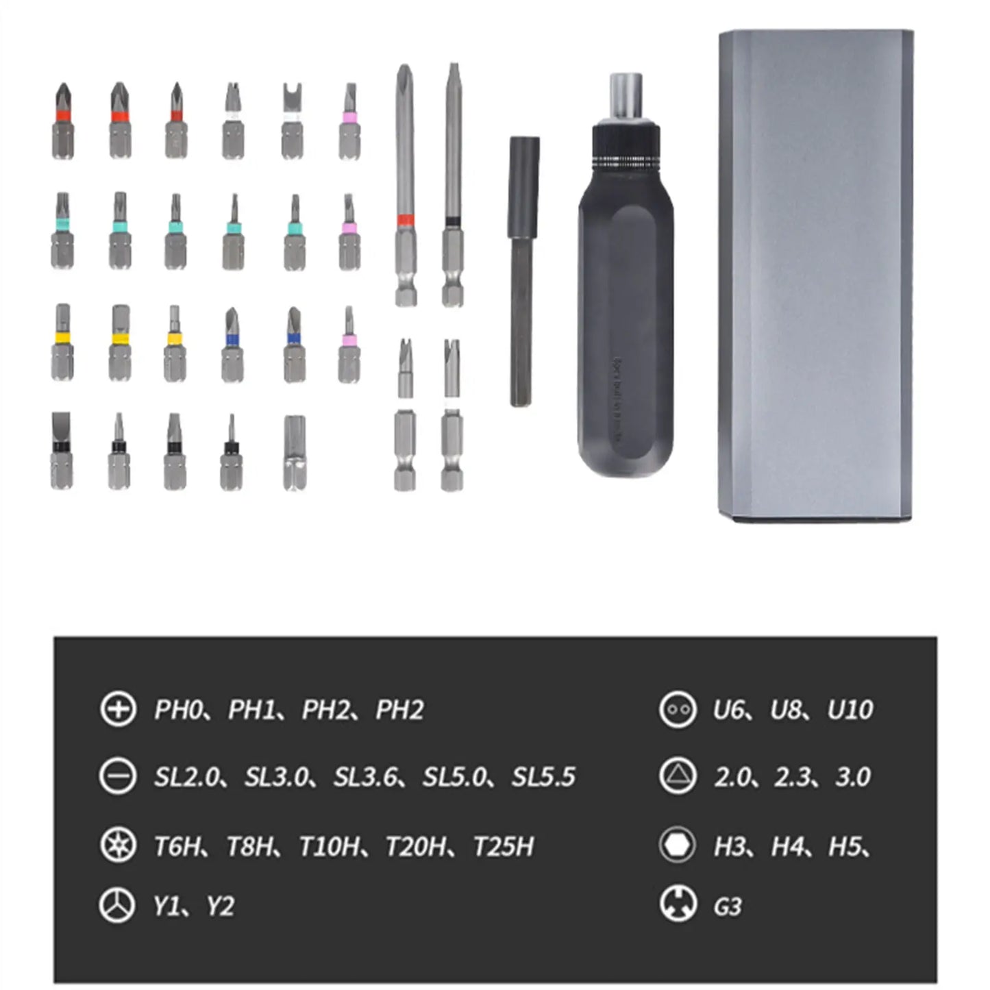 Ratchet precision screwdriver with Phillips Torx magnetic drill bit