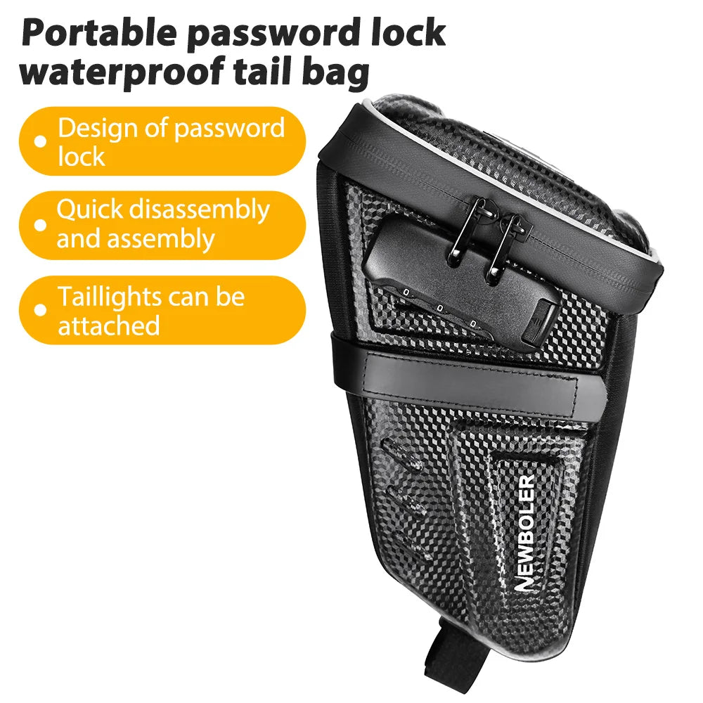 Bike Saddle Bag with Password Lock Waterproof & Reflective Tool Pouch