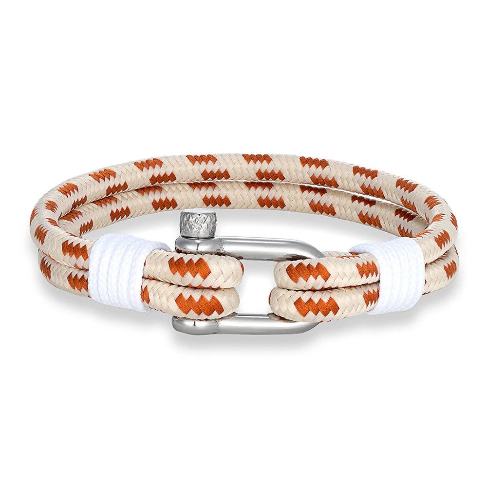 Pulsera de cuerda de doble hebra - Grillete de acero inoxidable
