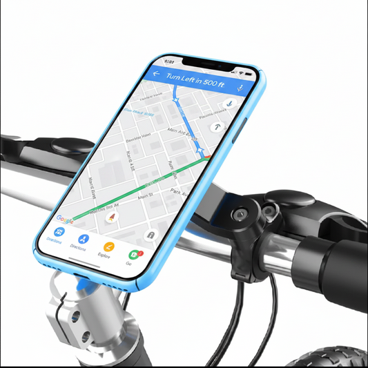 Soporte Antichoque para Teléfono de Bicicleta y Moto – Soporte Giratorio para Manillar | 4.7–7.2" (5 Configuraciones)