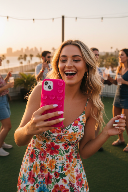 Suction Cup Case - Hot Pink Selfie Summer