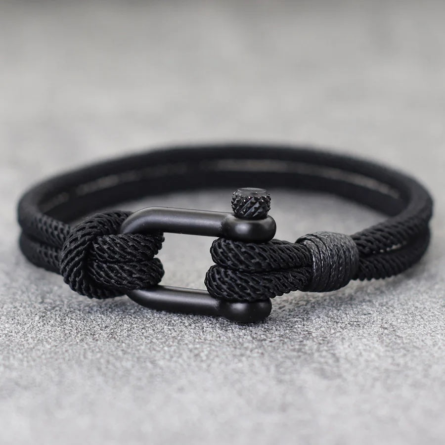 Rocamar Unisex Nautical Bracelet with Anchor and Double Gray Thread