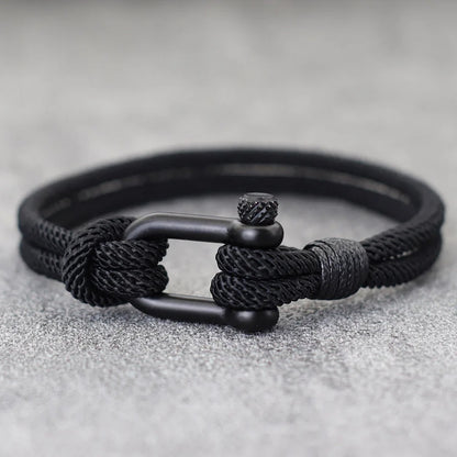 Rocamar Unisex Nautical Bracelet with Anchor and Double Gray Thread