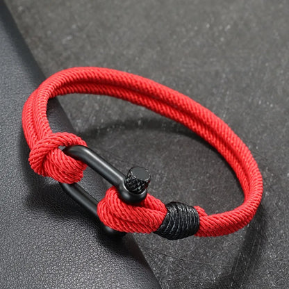 Rocamar Unisex Nautical Bracelet with Anchor and Double Gray Thread