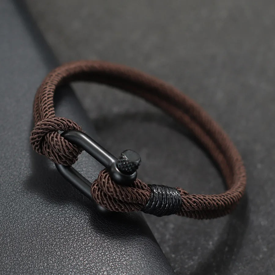 Rocamar Unisex Nautical Bracelet with Anchor and Double Gray Thread