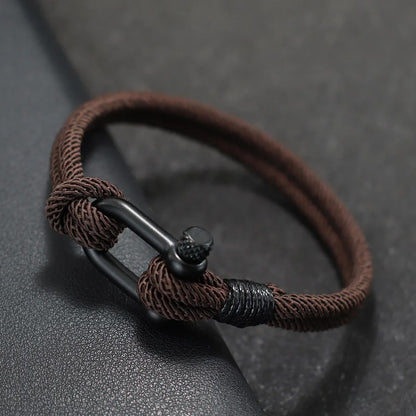 Rocamar Unisex Nautical Bracelet with Anchor and Double Gray Thread