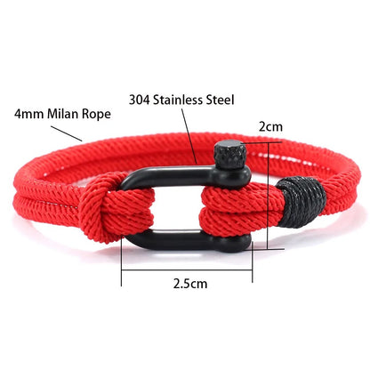 Rocamar Unisex Nautical Bracelet with Anchor and Double Gray Thread