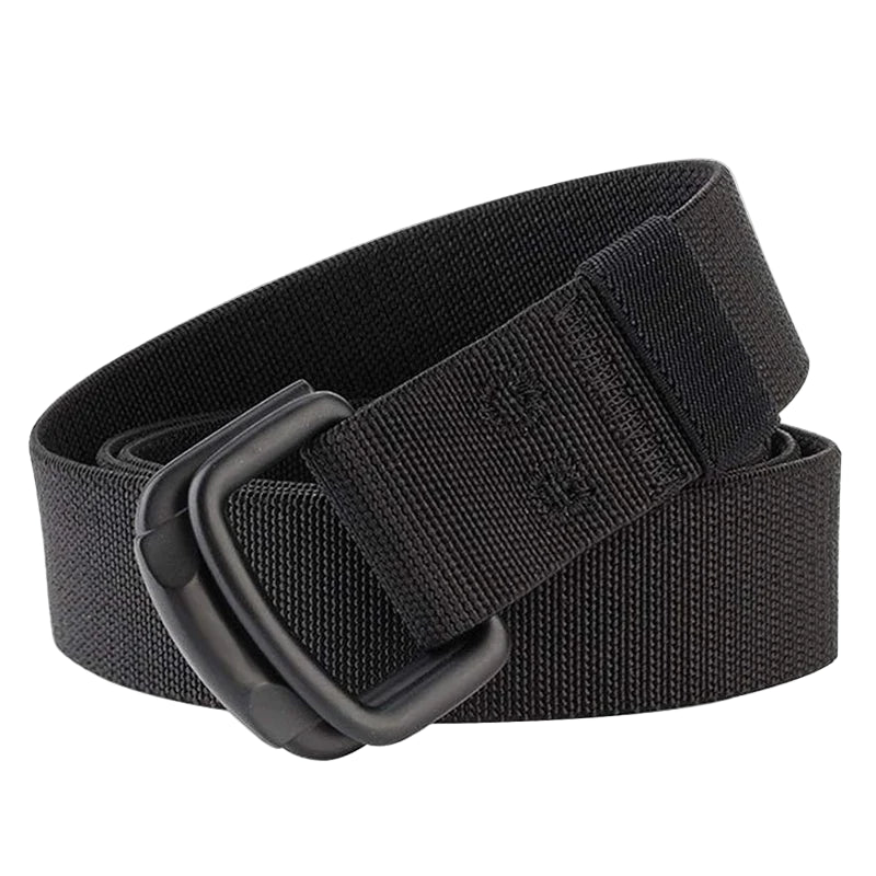 Black belt with a buckle on a white background, featuring the brand 'MaiKun'.