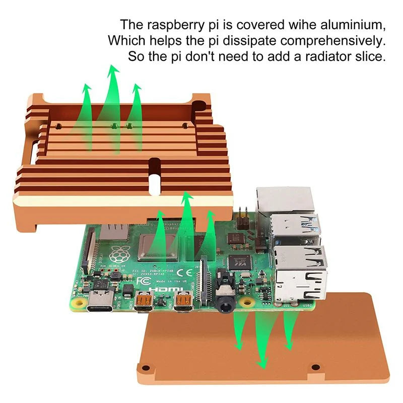 Funda de Metal para Raspberry Pi 4 B Armor, con ventilador de refrigeración Dual, protección contra radiación y óxido de aleación de aluminio