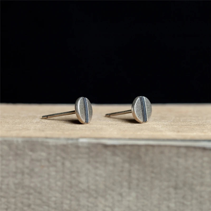Sterling Silver Nail Stud Earrings Hypoallergenic Street-Style Design