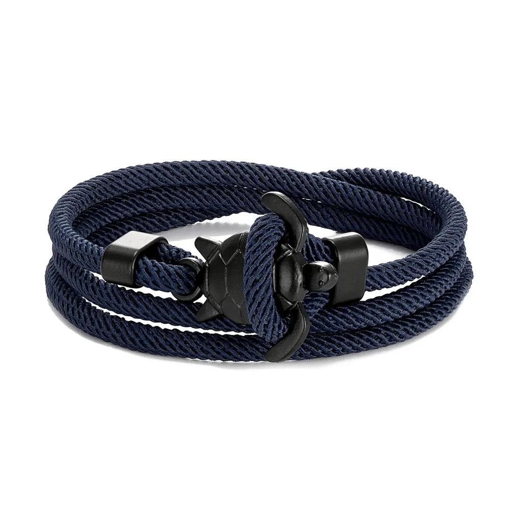 Sea Turtle Rope Bracelet  Hand-Braided Dark Blue Viking Style deideas
