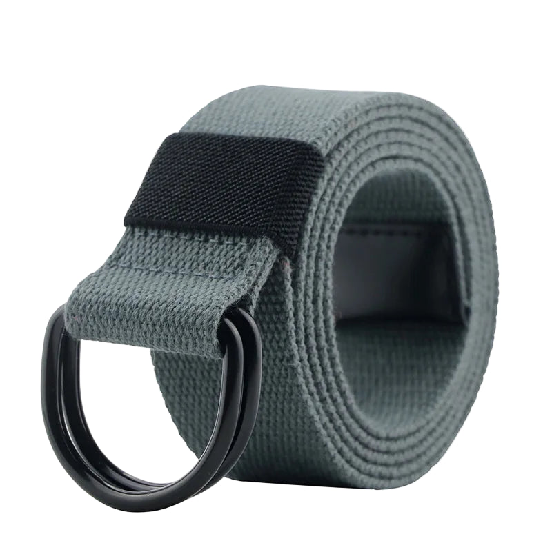 Gray belt with black buckle on a white background, featuring the brand 'MaiKun'.