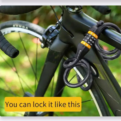 Bike Cable Lock Anti-Theft Password Security for MTB, Road, Scooter & Motorcycle