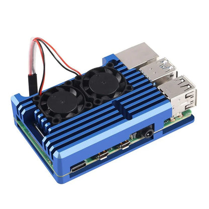 Metal Case For Raspberry Pi 4 B Armor Case with Dual Cooling Fan Aluminium Alloy Radiation & Rust Protection