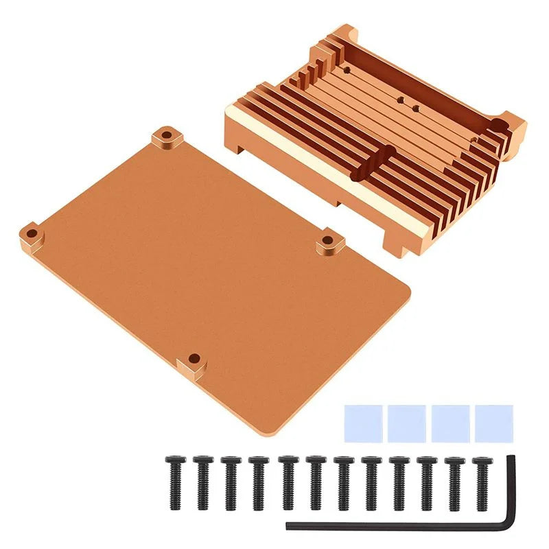 Caixa de metal para Raspberry Pi 4 B Armor Case com ventilador de resfriamento duplo Liga de alumínio Proteção contra radiação e ferrugem