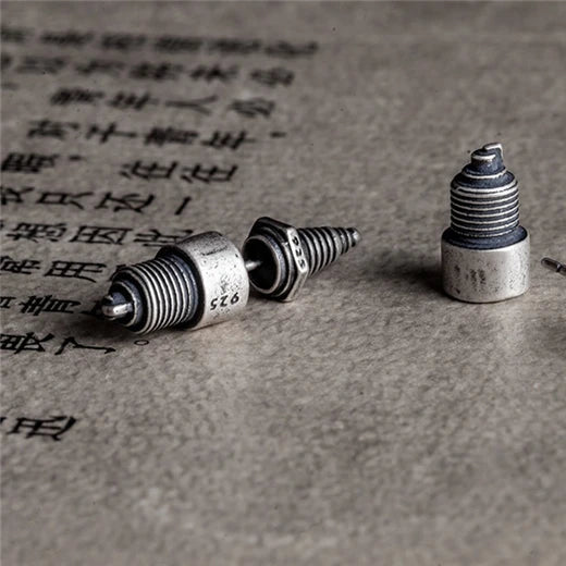 Sterling Silver Spark Plug Stud Earrings Biker-Inspired Steampunk & Cyberpunk Jewelry