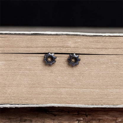 Sterling Silver Steampunk Studs Hip-Hop Ear Jewelry for Men & Women