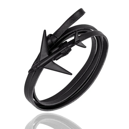Sky Voyager Leather Bracelet Airplane & Anchor Multilayer Wrap