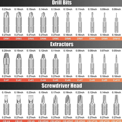 Kit de extracción de tornillos rotos con broca alargadora para todos los usos