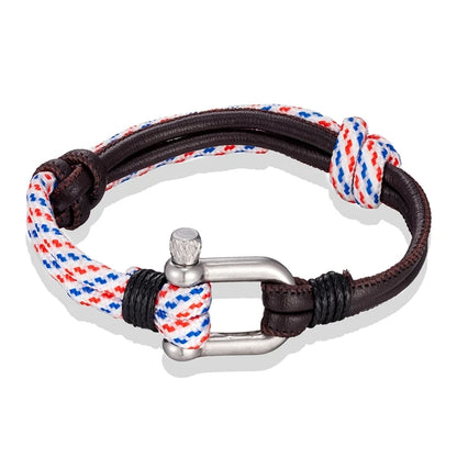 Navy Style Paracord Survival Bracelet U-Shaped Stainless Steel Shackle
