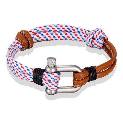 Navy Style Paracord Survival Bracelet U-Shaped Stainless Steel Shackle