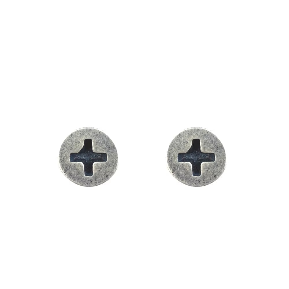 Gothic Screw Stud Earrings 925 Sterling Silver Retro Punk Jewelry, Perfect for You