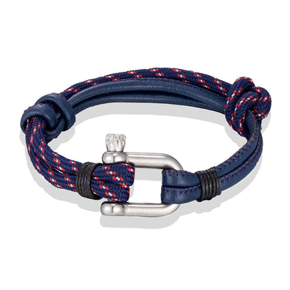 Navy Style Paracord Survival Bracelet U-Shaped Stainless Steel Shackle