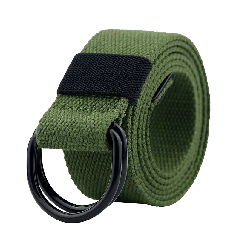 Green belt with black buckle on a white background
