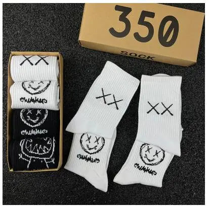 Japanese Cotton Hip Hop Socks - Cartoon Pattern (4 Pairs)