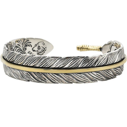 Feather Cuff Bracelet Adjustable Metal Bangle for Men & Women
