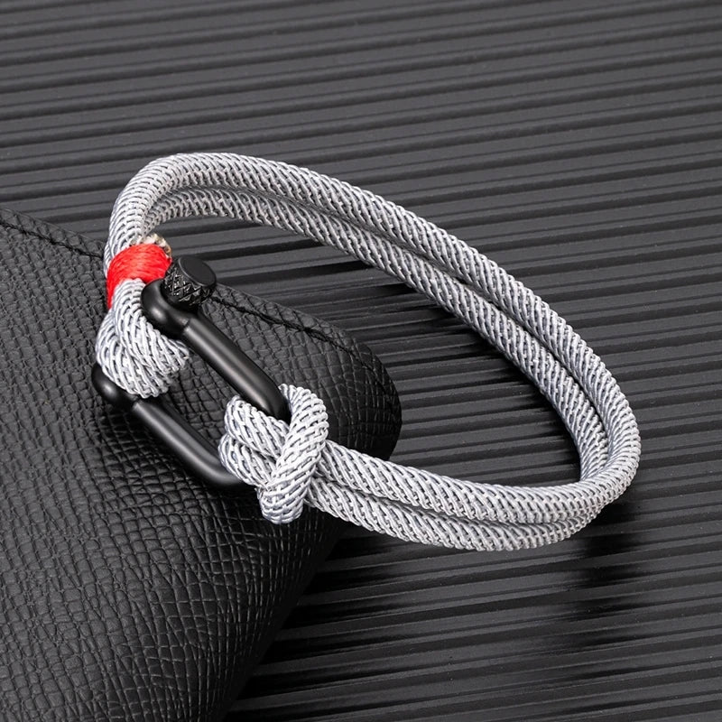 Rocamar Unisex Nautical Bracelet with Anchor and Double Gray Thread