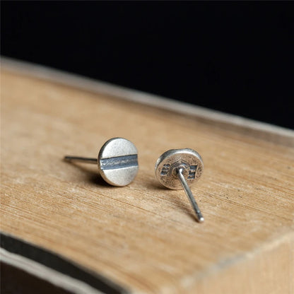 Sterling Silver Nail Stud Earrings Hypoallergenic Street-Style Design