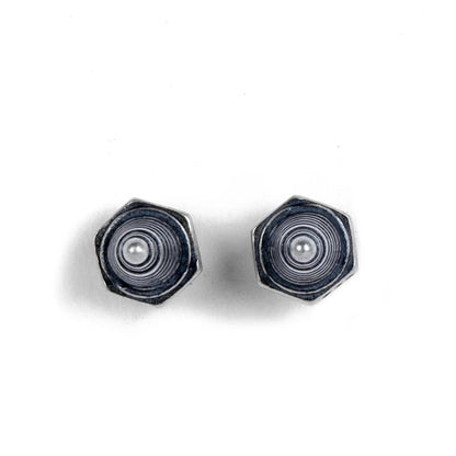 Sterling Silver Spark Plug Stud Earrings Biker-Inspired Steampunk & Cyberpunk Jewelry