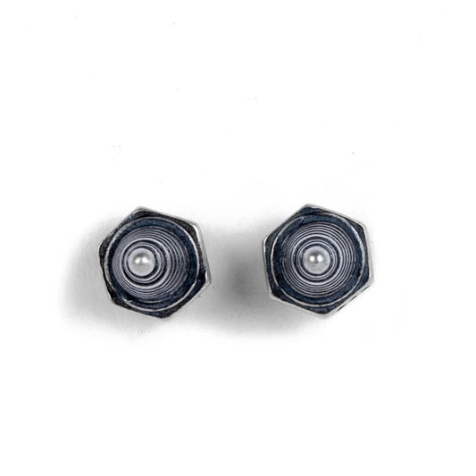Sterling Silver Spark Plug Stud Earrings Biker-Inspired Steampunk & Cyberpunk Jewelry