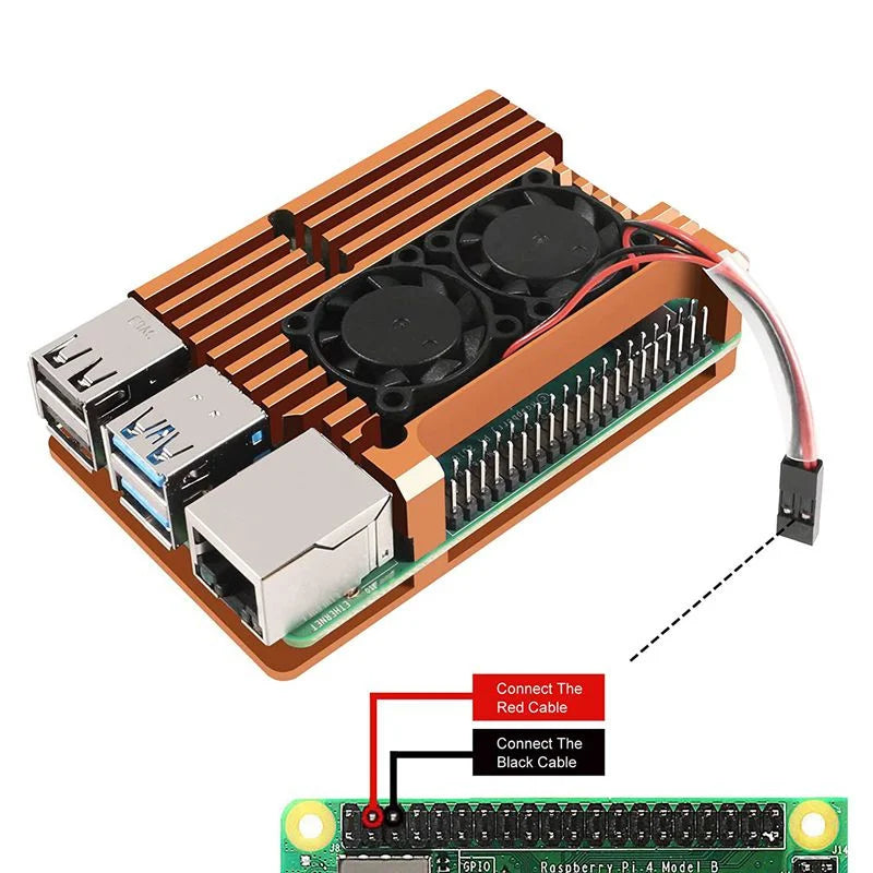 Caixa de metal para Raspberry Pi 4 B Armor Case com ventilador de resfriamento duplo Liga de alumínio Proteção contra radiação e ferrugem