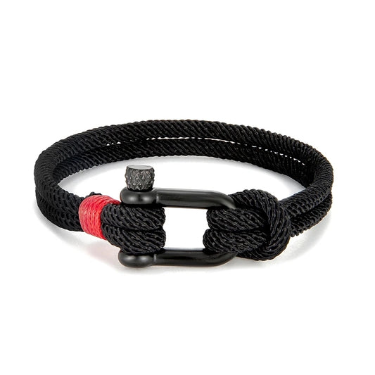 Rocamar Unisex Nautical Bracelet with Anchor and Double Gray Thread