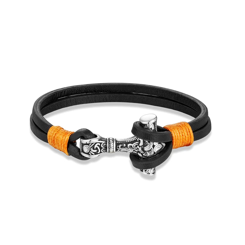 Men's Hammer Double Strand Blue Leather Bracelet