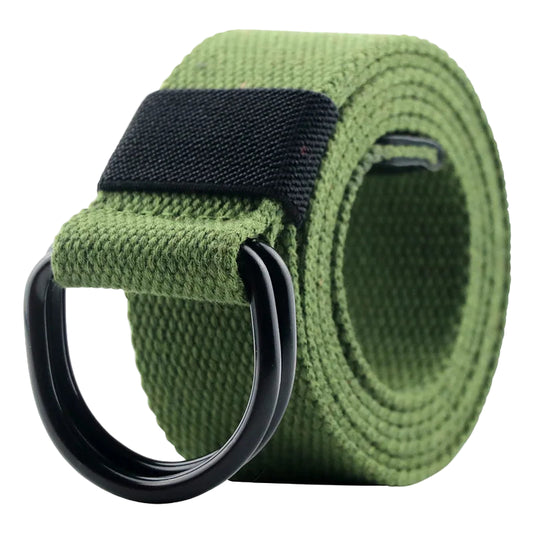 Green belt with black buckle on a white background