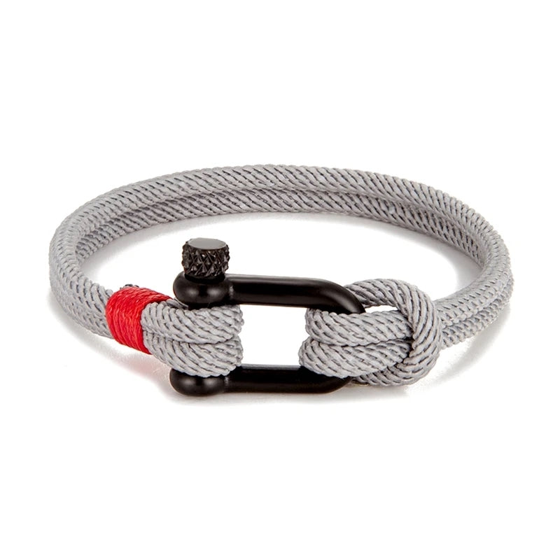 Rocamar Unisex Nautical Bracelet with Anchor and Double Gray Thread