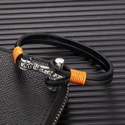 Men's Hammer Double Strand Blue Leather Bracelet