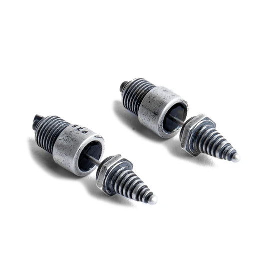 Sterling Silver Spark Plug Stud Earrings Biker-Inspired Steampunk & Cyberpunk Jewelry