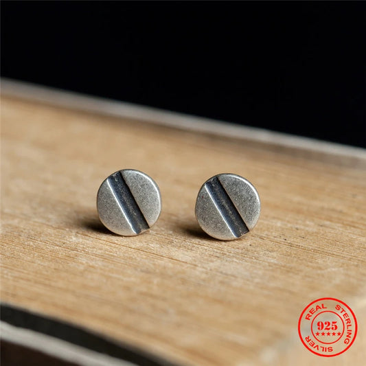 Sterling Silver Nail Stud Earrings Hypoallergenic Street-Style Design
