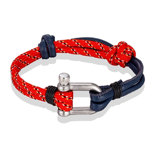 Navy Style Paracord Survival Bracelet U-Shaped Stainless Steel Shackle