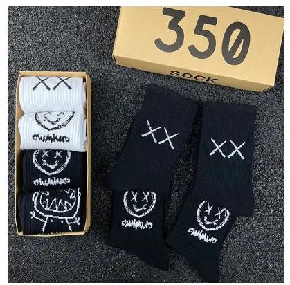 Japanese Cotton Hip Hop Socks - Cartoon Pattern (4 Pairs)