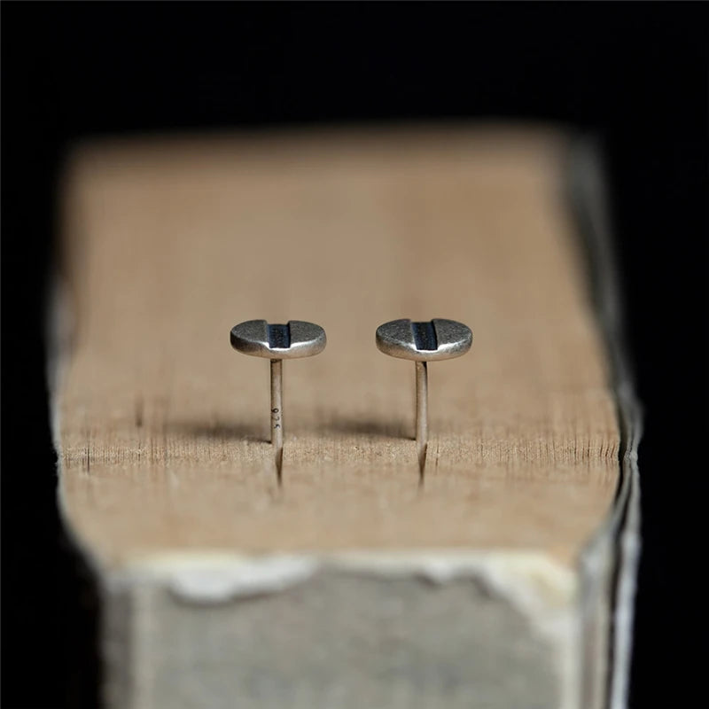 Sterling Silver Nail Stud Earrings Hypoallergenic Street-Style Design