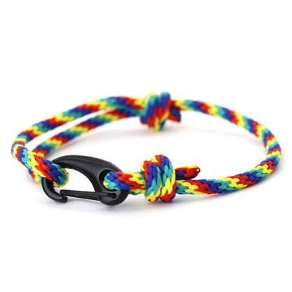 New Handmade Ethnic String Bracelet For Men Marine Fabric Nautical Braslet Black D Buckle Climbing Rope Braclet Beach Pulseria deideas