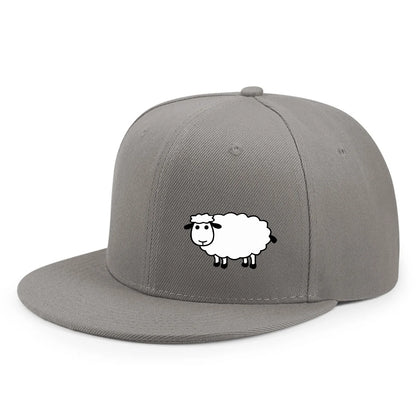 Sheep Pattern Baseball Cap - Adjustable Flat Brim Unisex Street Style Hat