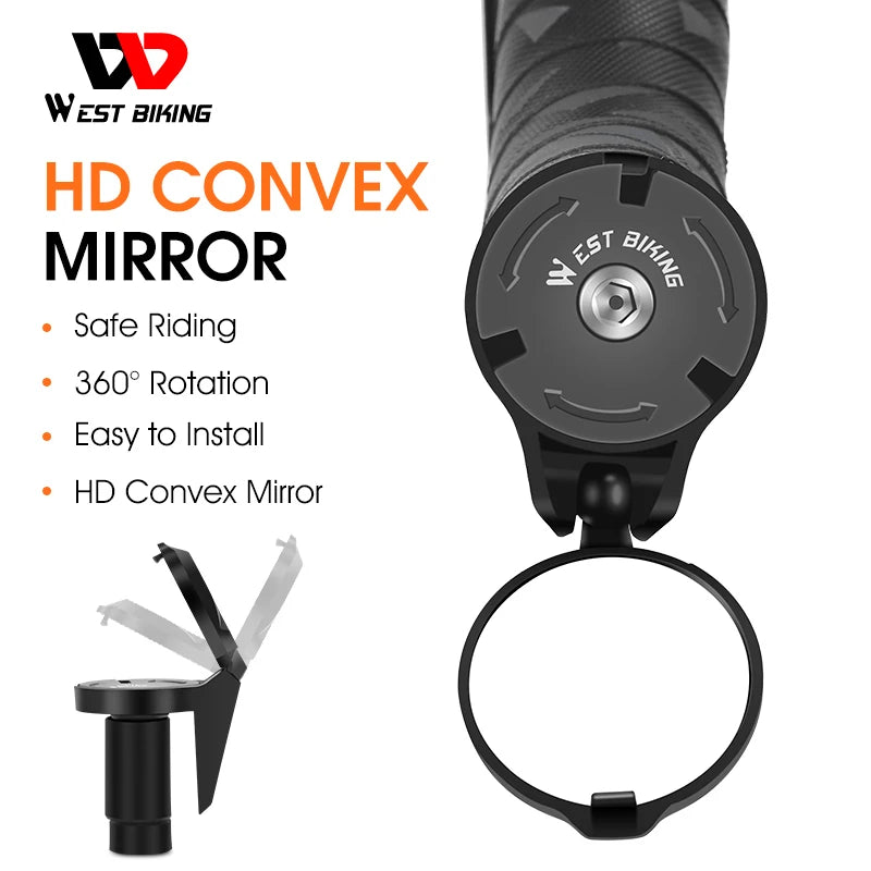 Universal Bike Mirror Adjustable 360° Convex Rearview for MTB & Road Cycling