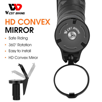 Universal Bike Mirror Adjustable 360° Convex Rearview for MTB & Road Cycling