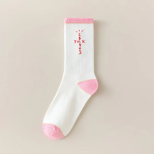 Calcetines blancos Cactus Jack de caña media - Diseño bandana, estilo urbano, mezcla de algodón | Tallas para hombre EUR 36-43